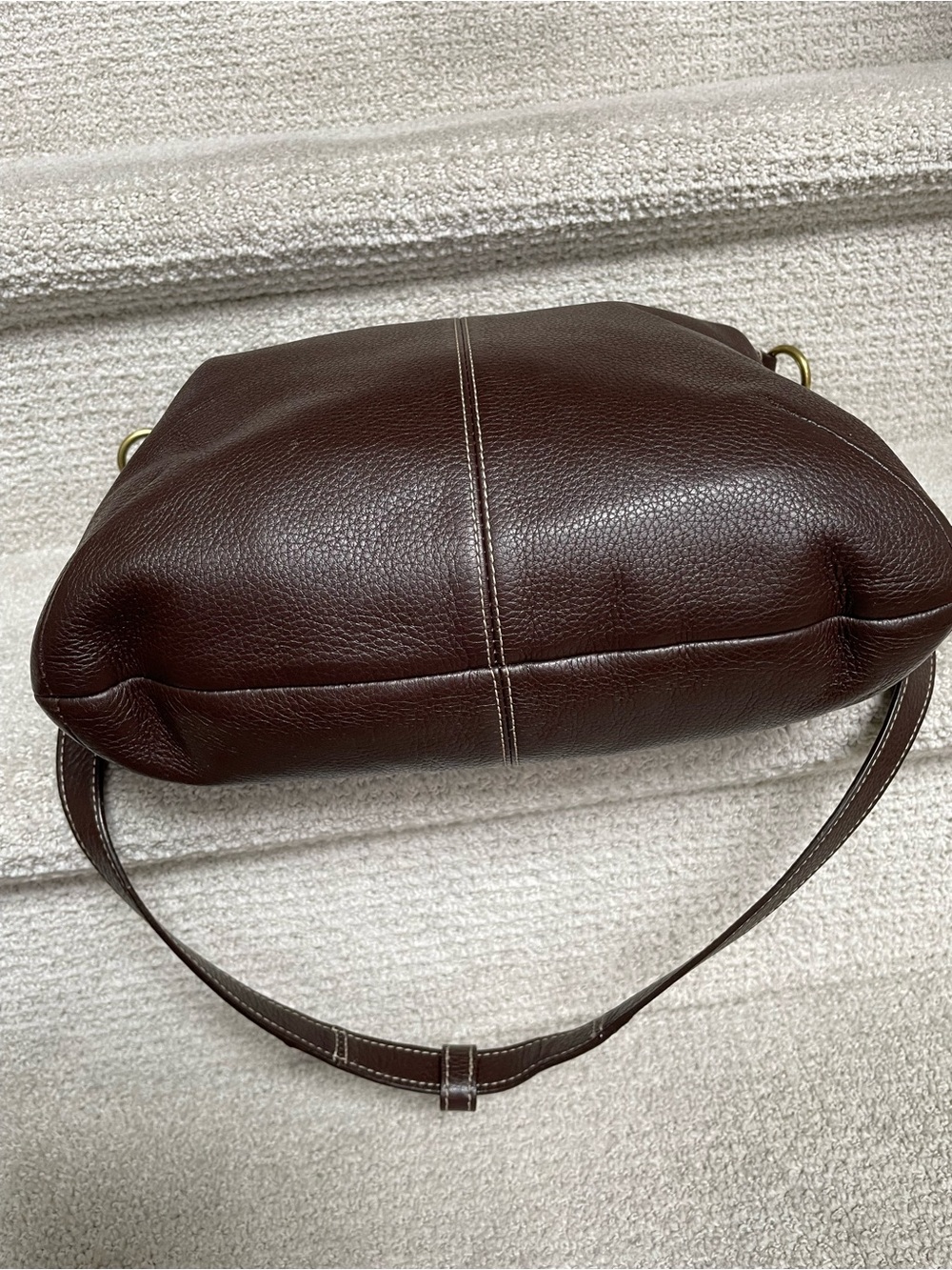 Coach Penelope Brown Pebble Leather Brass Hardware F19045 Shoulder Strap Handbag - Picture 5 of 10